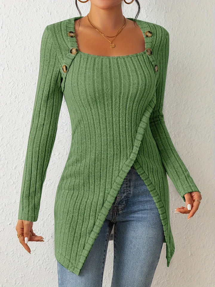 Gerippter asymmetrischer Pullover für einen trendigen Look