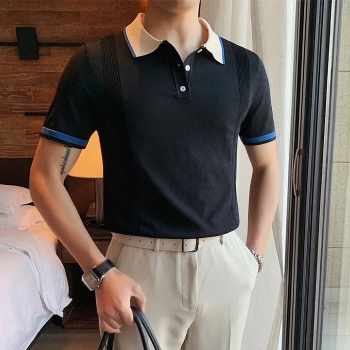 Poloshirt mit Rippenbündchen und Kontrastkragen