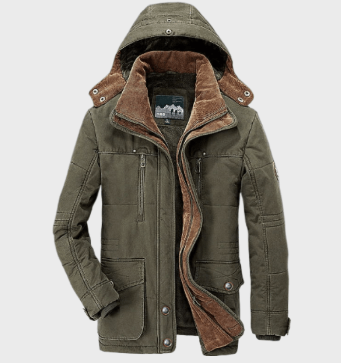 Herren - Winterjacke - Dicke Kapuze und tiefe Taschen - Warm und stylisch für kalte Tage