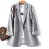 Damen Trendiger Patchwork-Blazer mit lockerer Passform, Ein-Knopf-Verschluss und minimalistischem Design