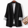 Damen Trendiger Patchwork-Blazer mit lockerer Passform, Ein-Knopf-Verschluss und minimalistischem Design