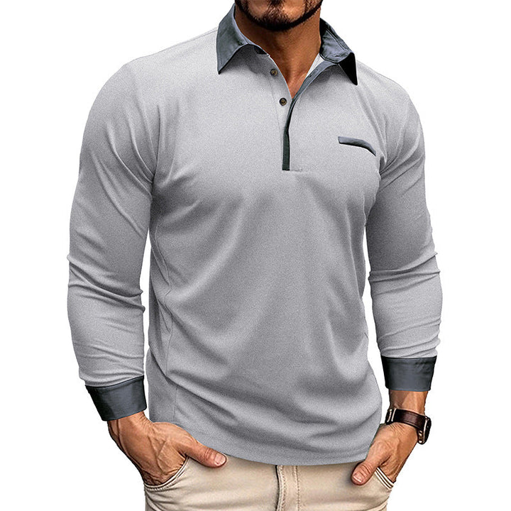 Herren Poloshirt mit langen Ärmeln und Aufschlägen