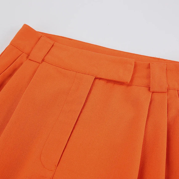 Orange Leinen Damenhose