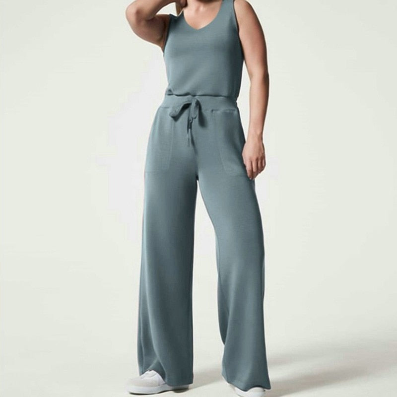 Trend-Jumpsuit mit weiten Beinen und kurzen Ärmeln