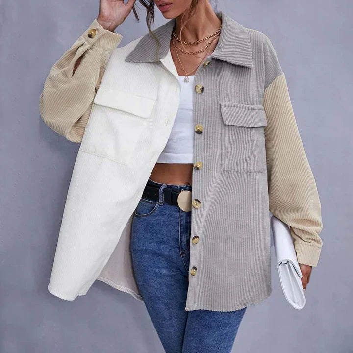 Strukturierte Button-Down-Cordjacke für Damen