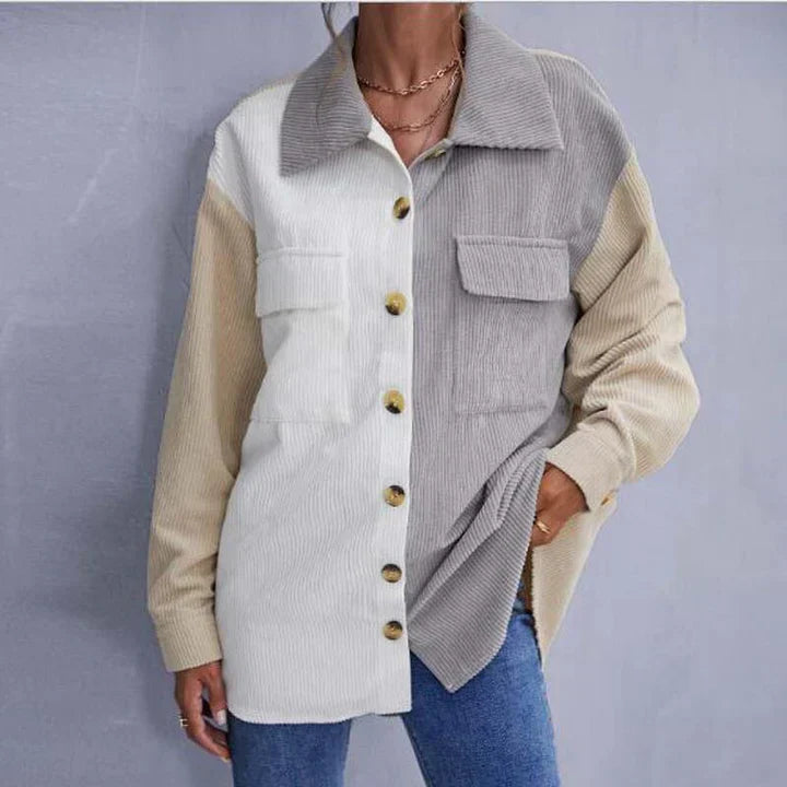 Strukturierte Button-Down-Cordjacke für Damen