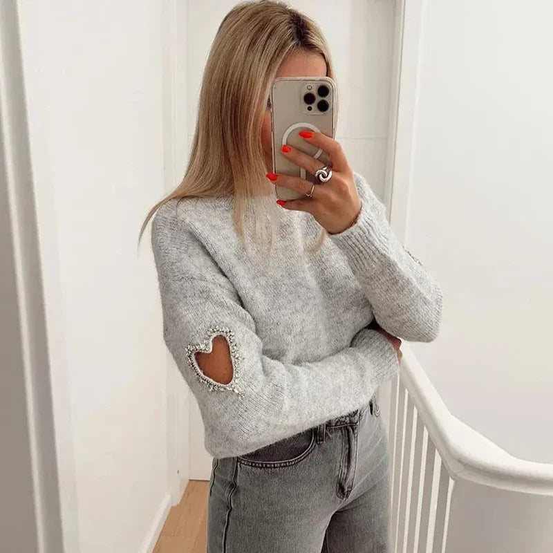 Fashion Liebe Herz ausgehöhlt Pullover