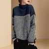 Vintage Gestreifter Pullover - Lockere Strickmode mit Half High Collar