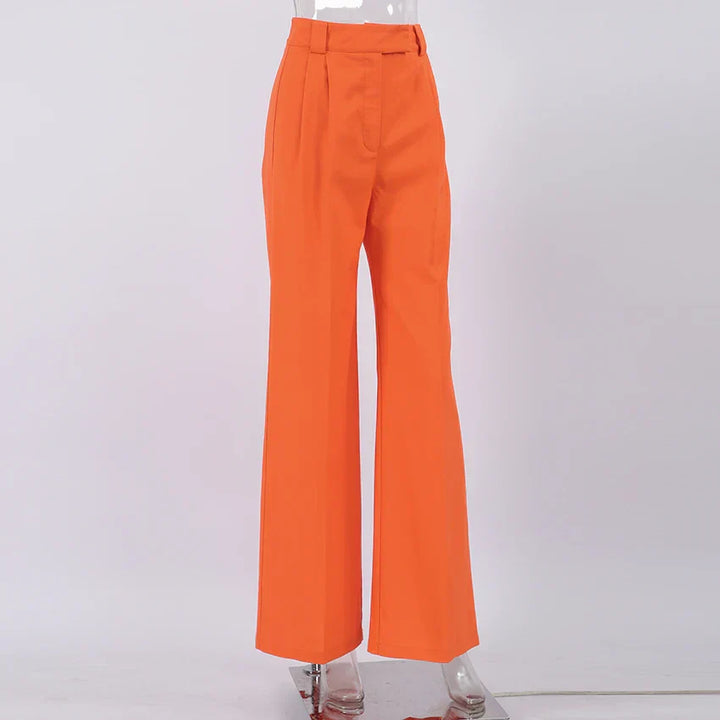 Orange Leinen Damenhose