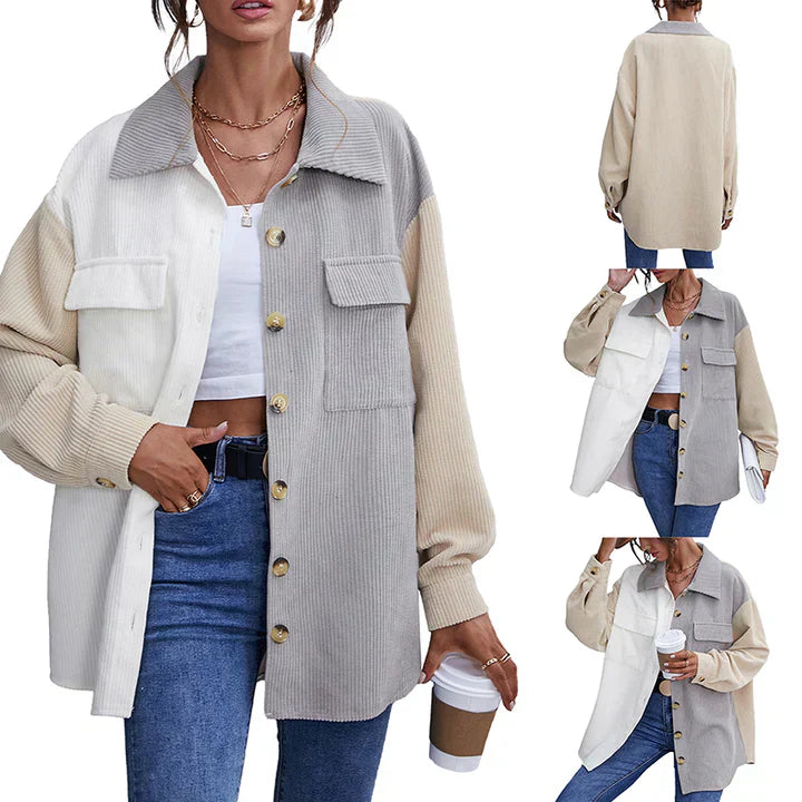 Strukturierte Button-Down-Cordjacke für Damen