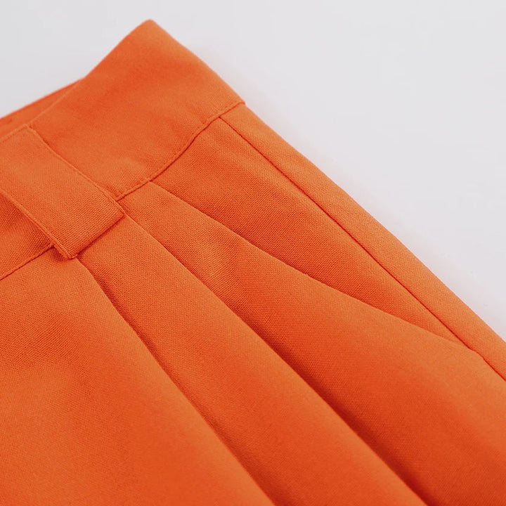 Orange Leinen Damenhose