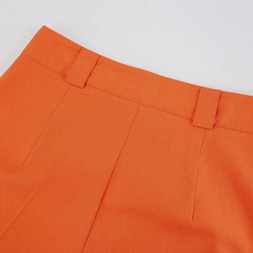 Orange Leinen Damenhose