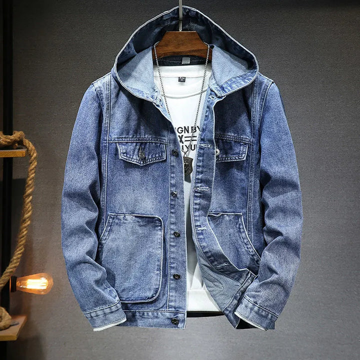 Herren-Jeansjacke im Vintage-Stil mit Kapuze