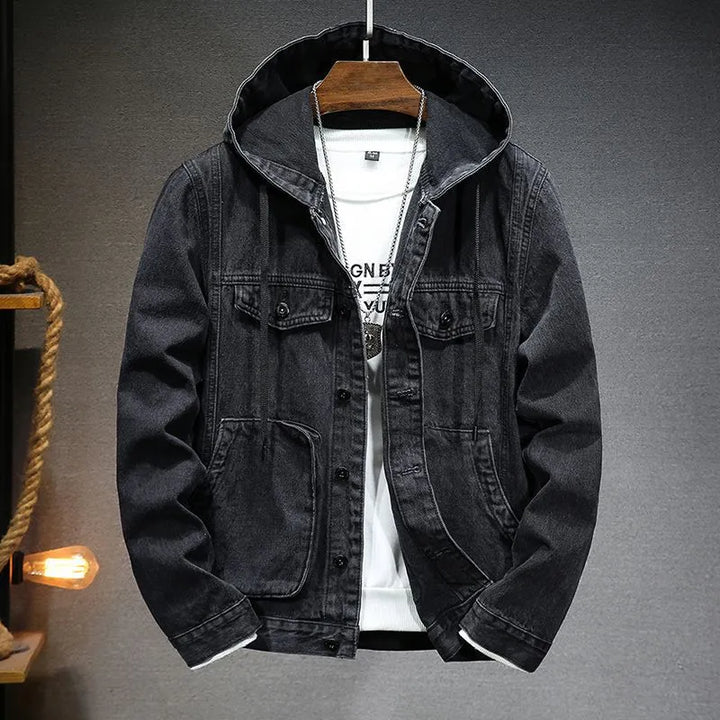 Herren-Jeansjacke im Vintage-Stil mit Kapuze