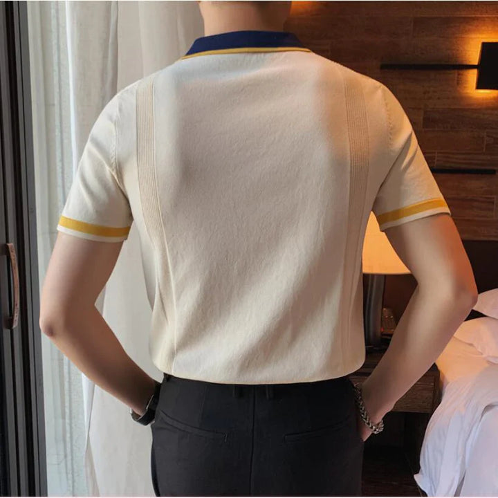 Poloshirt mit Rippenbündchen und Kontrastkragen