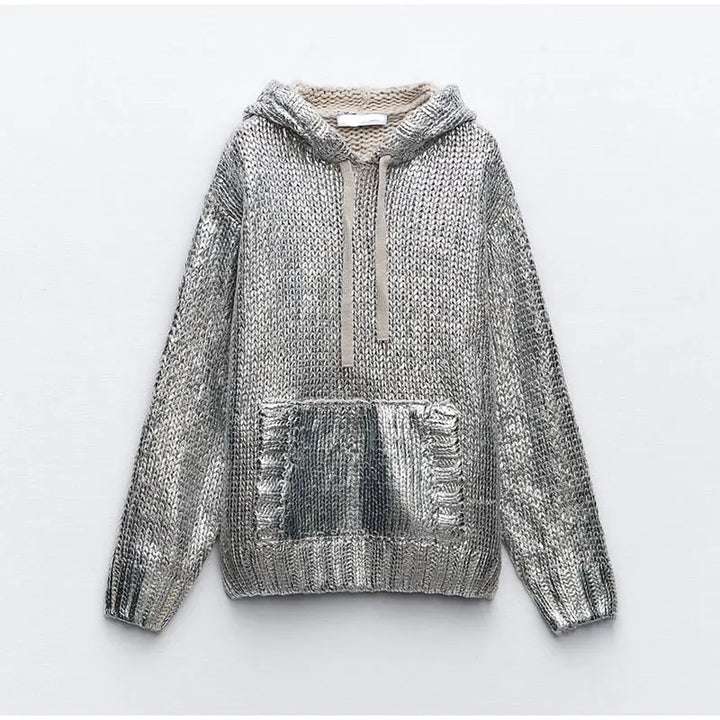 Silberner Metallic Hoodie