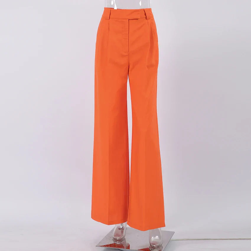 Orange Leinen Damenhose