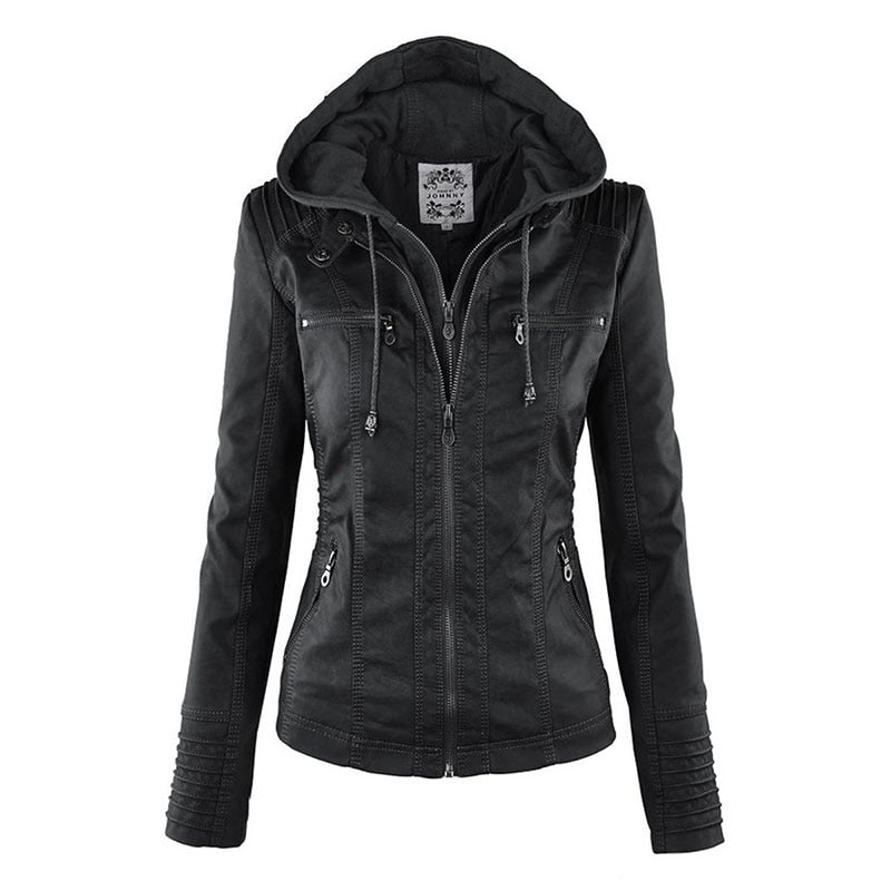 Damen Kapuzenjacke: Basic PU-Jacke