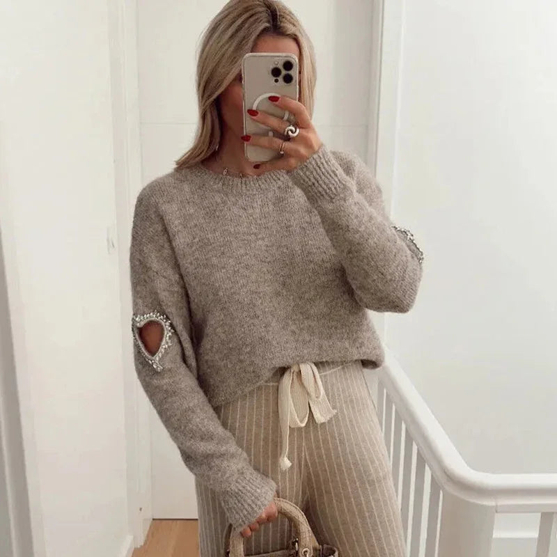 Fashion Liebe Herz ausgehöhlt Pullover