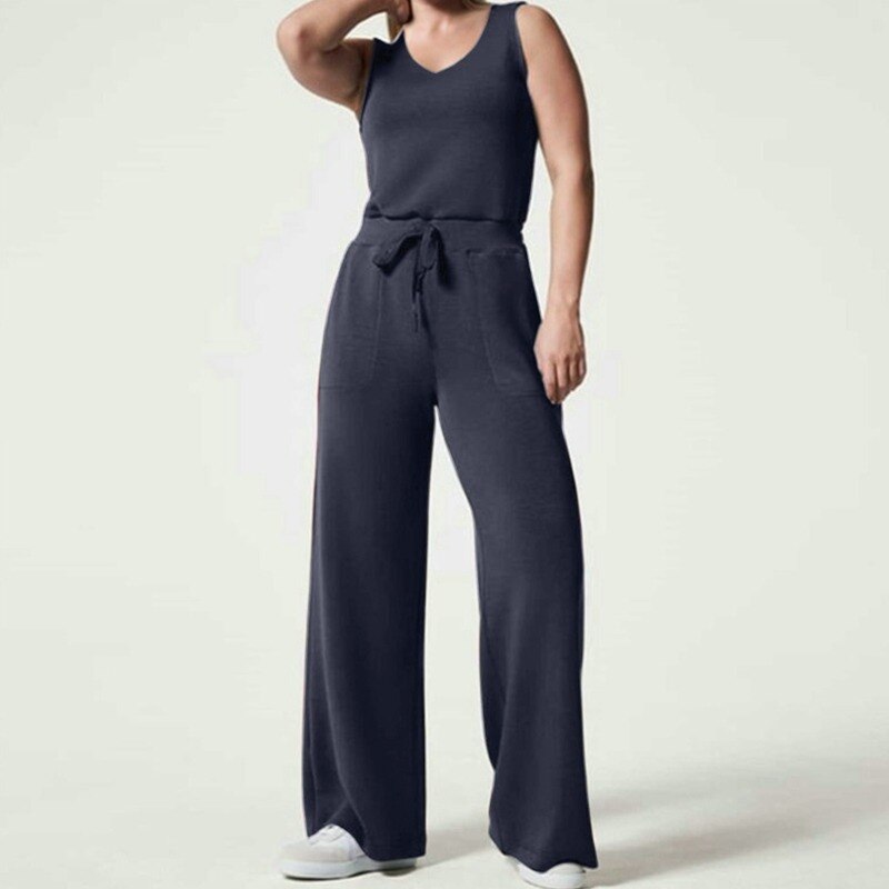 Trend-Jumpsuit mit weiten Beinen und kurzen Ärmeln