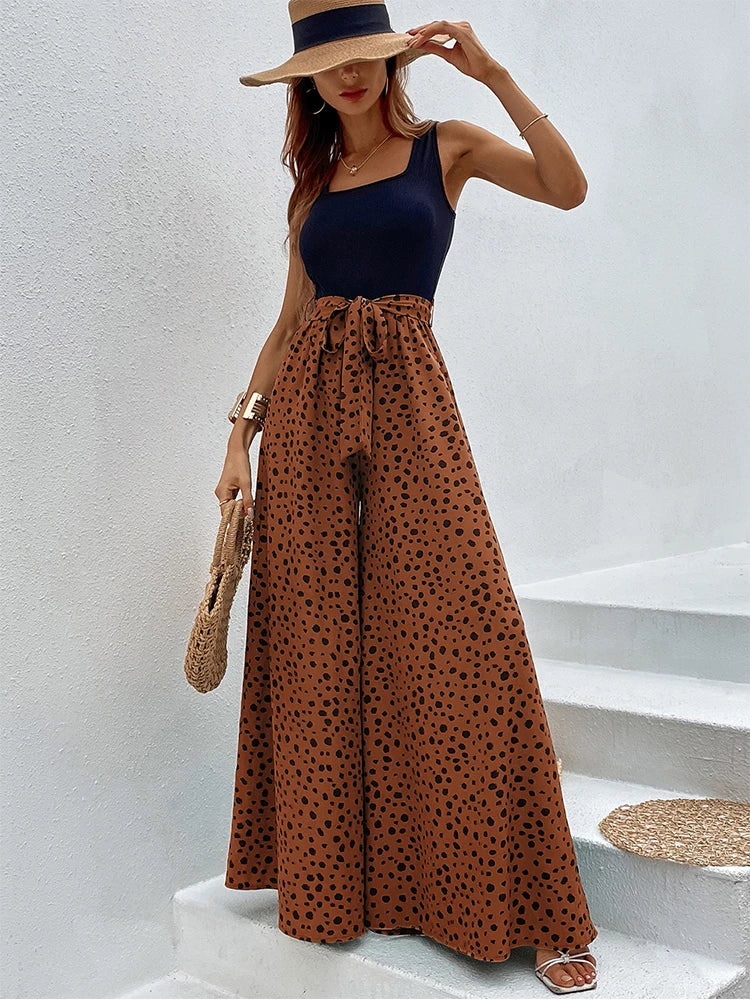 Overall mit weitem Bein und Polka Dot-Print