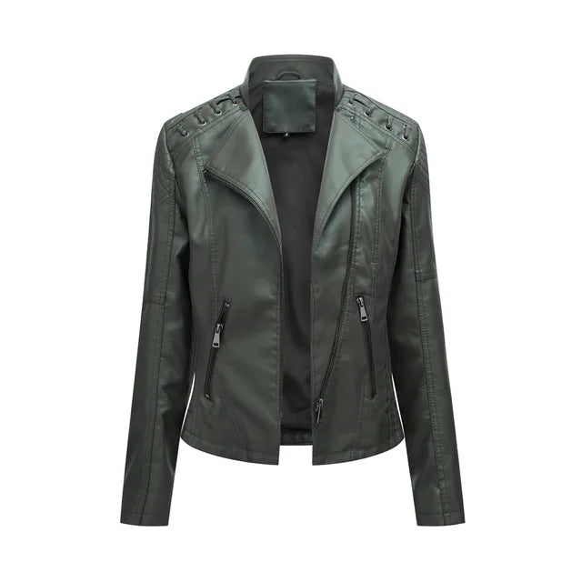 Glatte Lederjacke