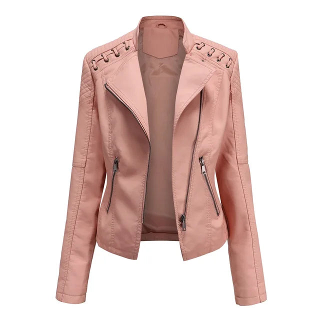 Glatte Lederjacke