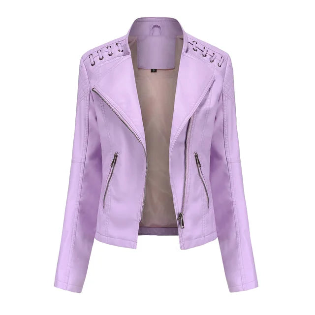 Glatte Lederjacke