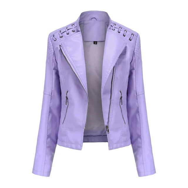 Glatte Lederjacke