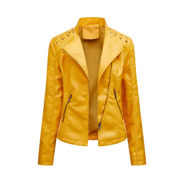 Glatte Lederjacke