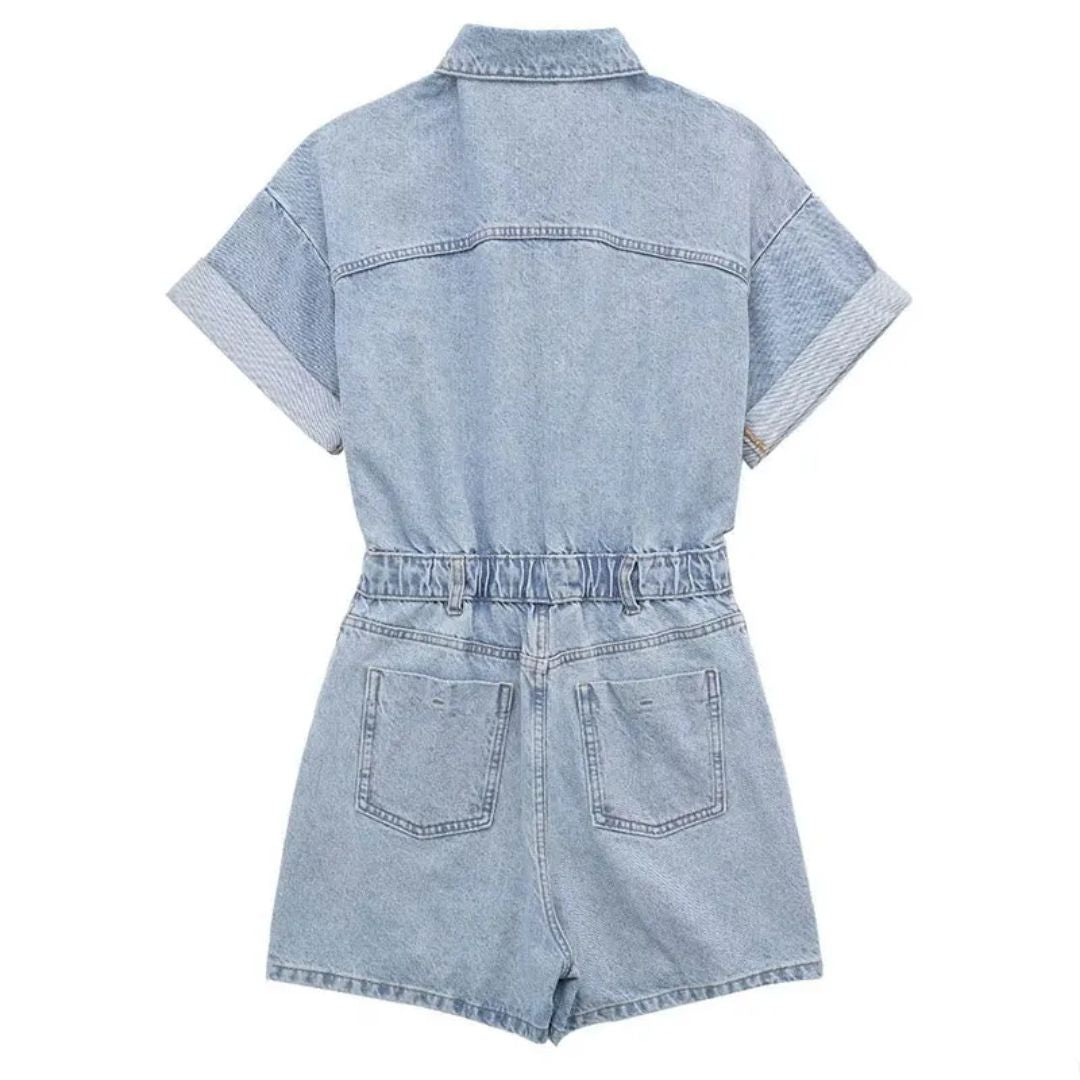 Schmal geschnittener Denim-Jumpsuit