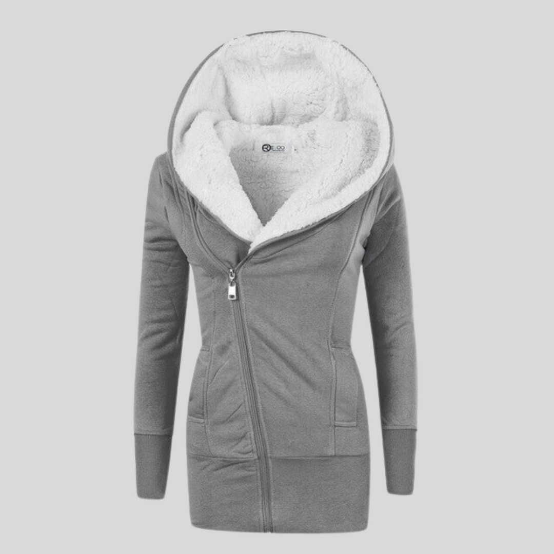 Damen Fleece-Strickjacke mit Kapuze