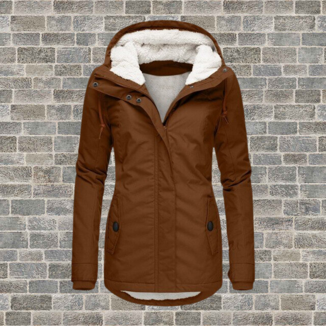 Damen - Fleece-Winterjacke - Vintage-Stil, Warm und Bequem - Perfekt für kalte Tage