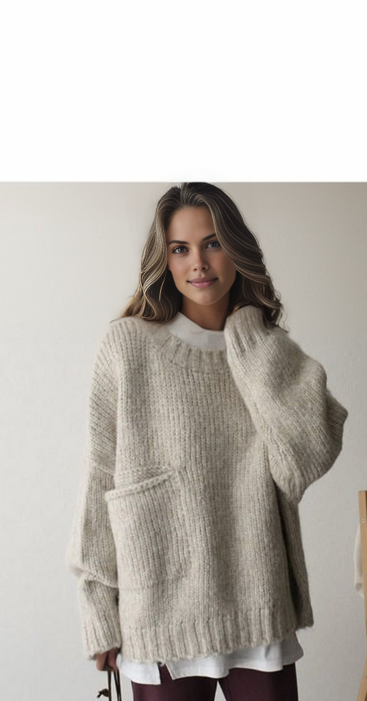 Übergroßer Strickpullover mit Tasche