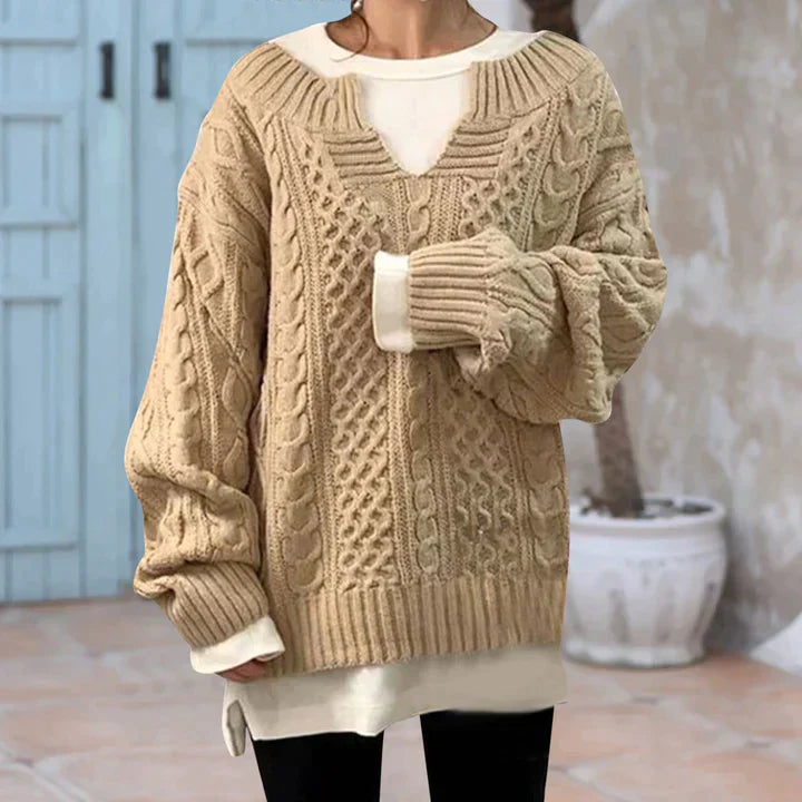 Exklusiv gestrickter Kabelpullover