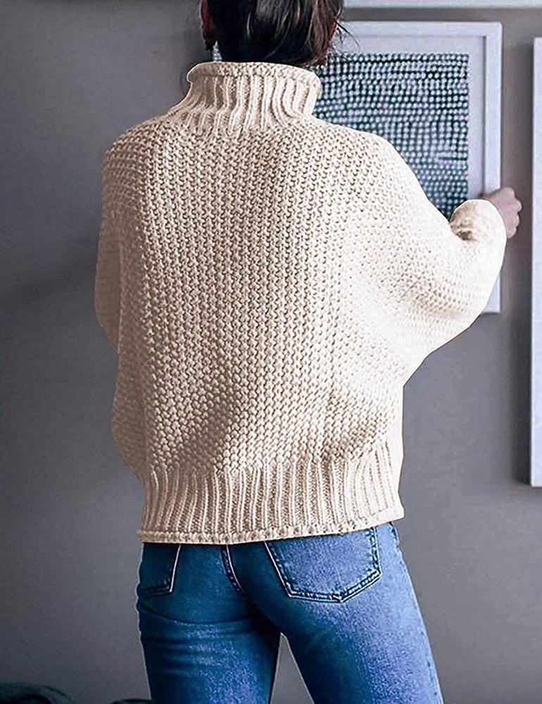 Einfarbiger langärmeliger Pullover