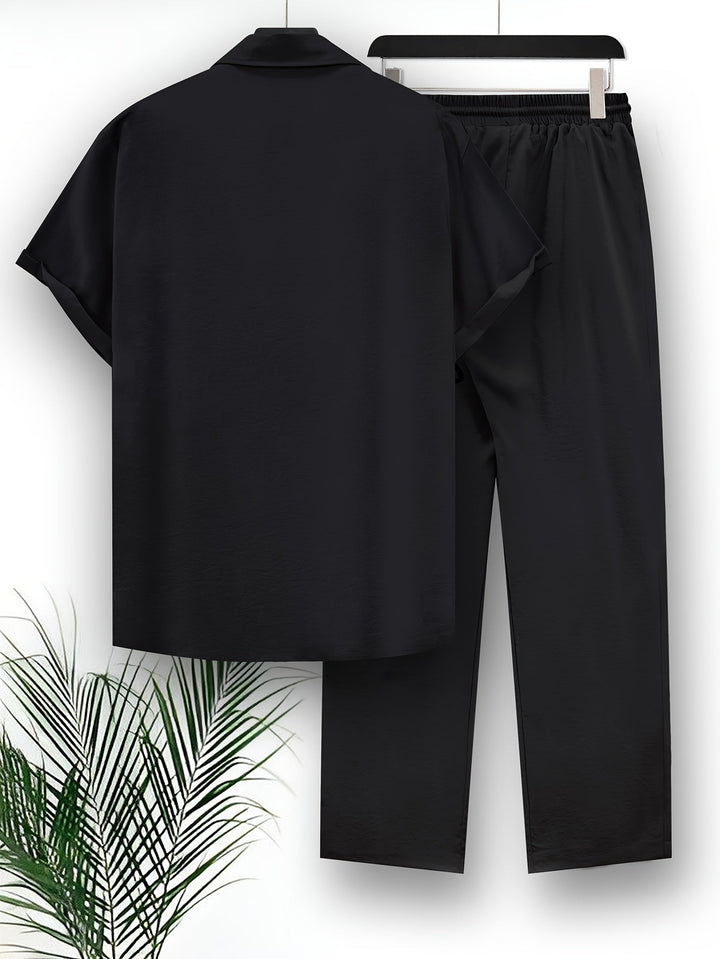 Set mit Oberteil und Hose - Casual - Polyester, kurze Ärmel, Unifarben - Perfekt für Freizeitkleidung