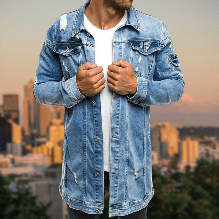 Denim-Jacke Coole Waschung perfekter Sitz