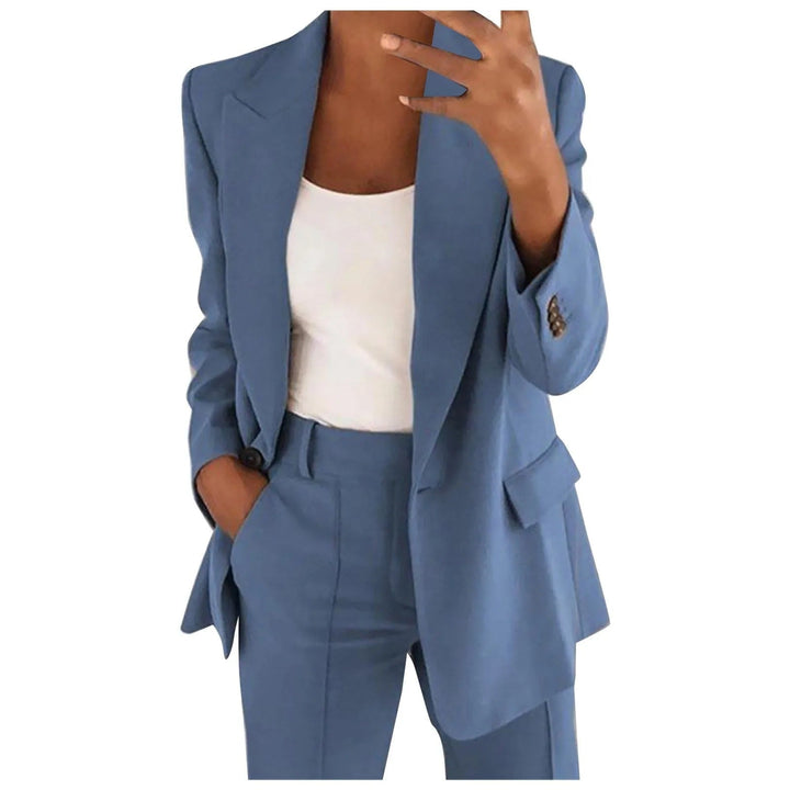 Damen-Anzug-Set mit Blazer und Hose in Uni-Farbe