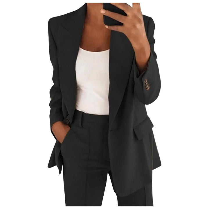 Damen-Anzug-Set mit Blazer und Hose in Uni-Farbe