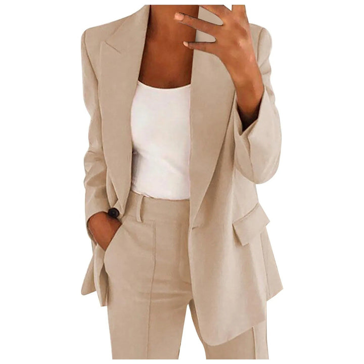 Damen-Anzug-Set mit Blazer und Hose in Uni-Farbe