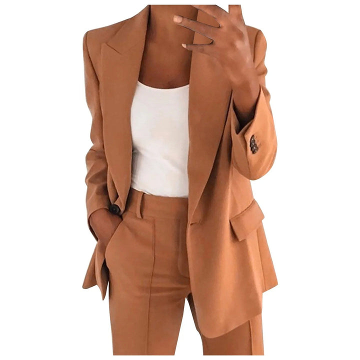 Damen-Anzug-Set mit Blazer und Hose in Uni-Farbe