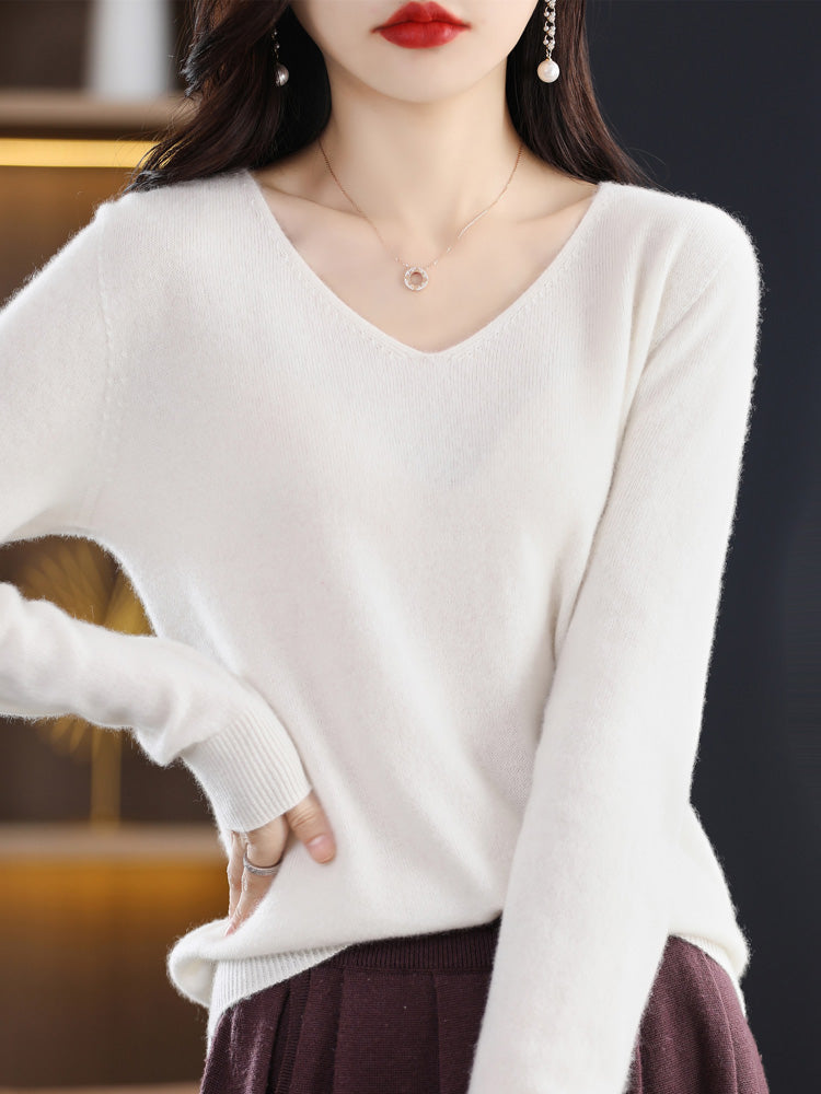 Damen Pullover mit V-Ausschnitt