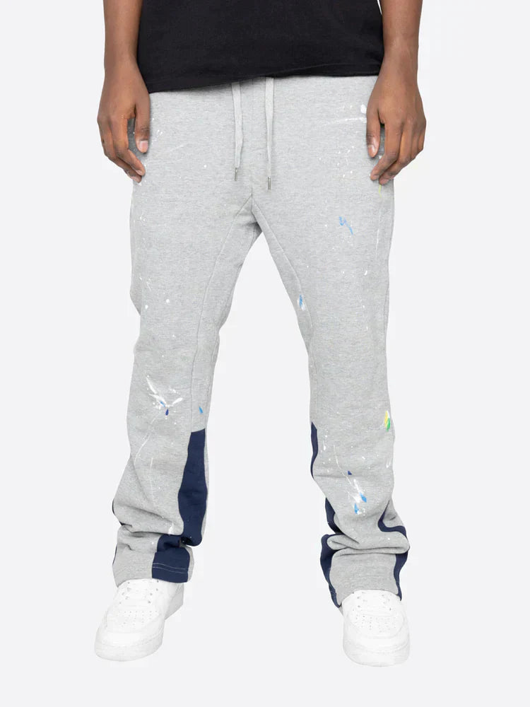 Herren - Flare Sweatpants - Bequeme Baumwolle - Farbspritzer für entspannte Tage