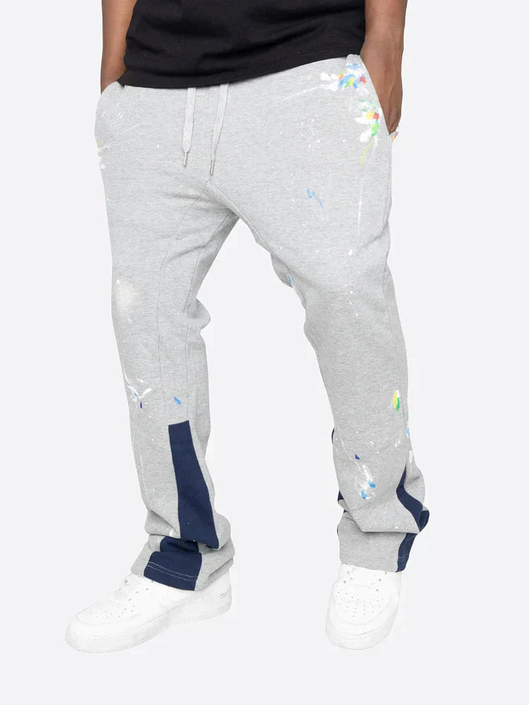 Herren - Flare Sweatpants - Bequeme Baumwolle - Farbspritzer für entspannte Tage