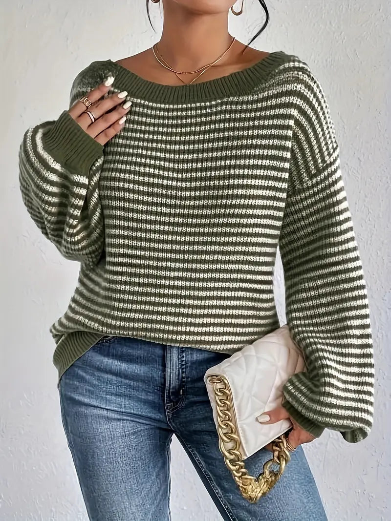 Strickpullover mit Rundhalsausschnitt und Puffärmeln