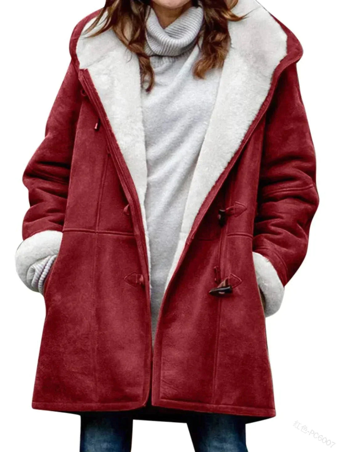 Warme Fleecejacke mit Kapuze für Damen