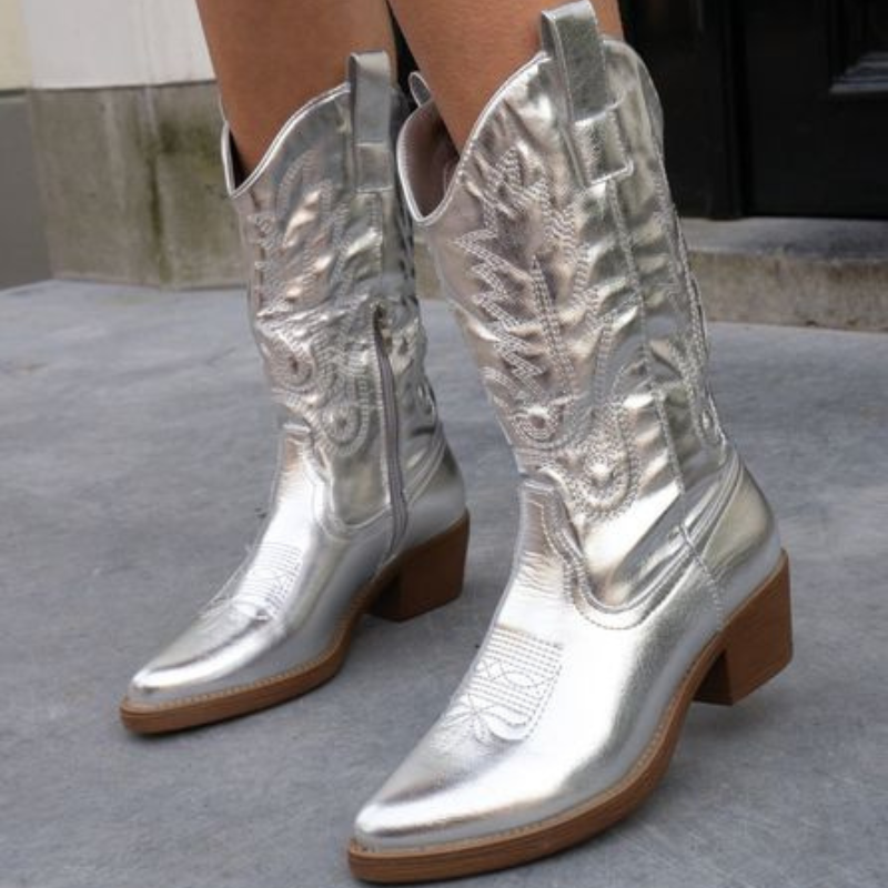 elegante Metallic-Cowboystiefel