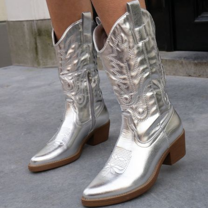 elegante Metallic-Cowboystiefel