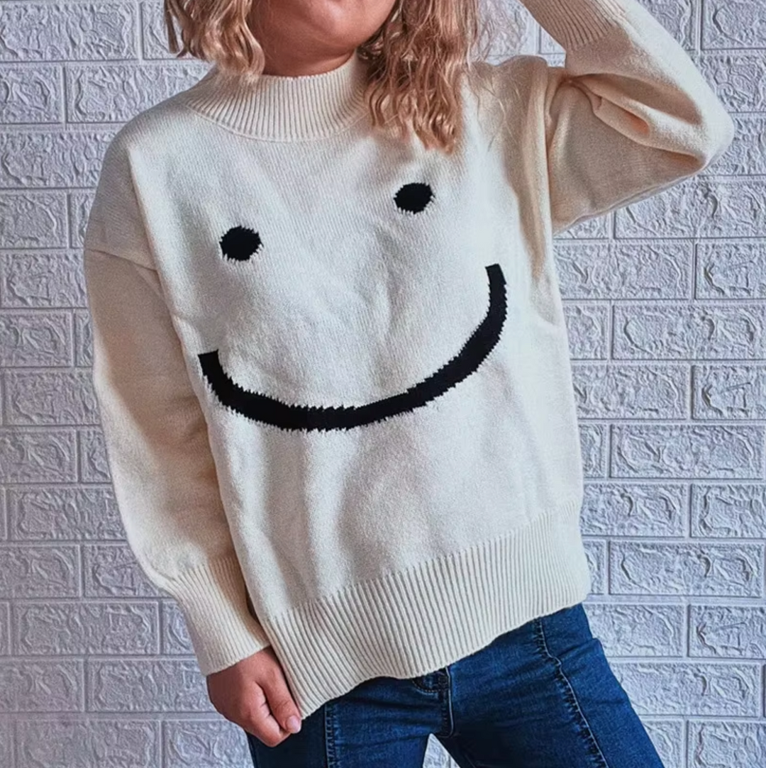 Strickpullover mit Smiley-Gesicht